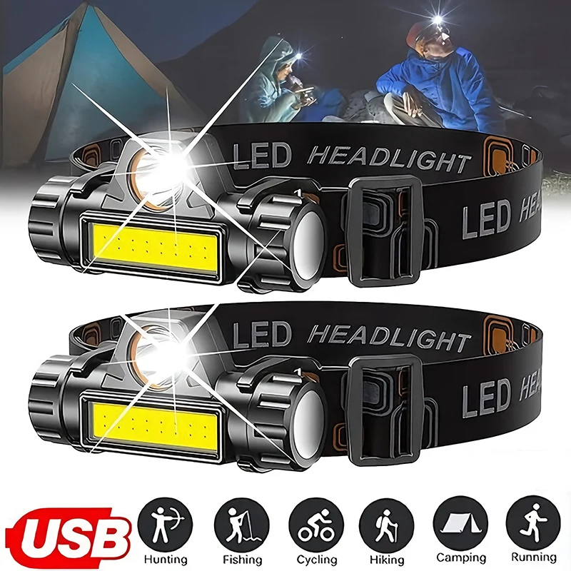 Fishing Headlamp - Şarj edilebilir COB LED USB Far