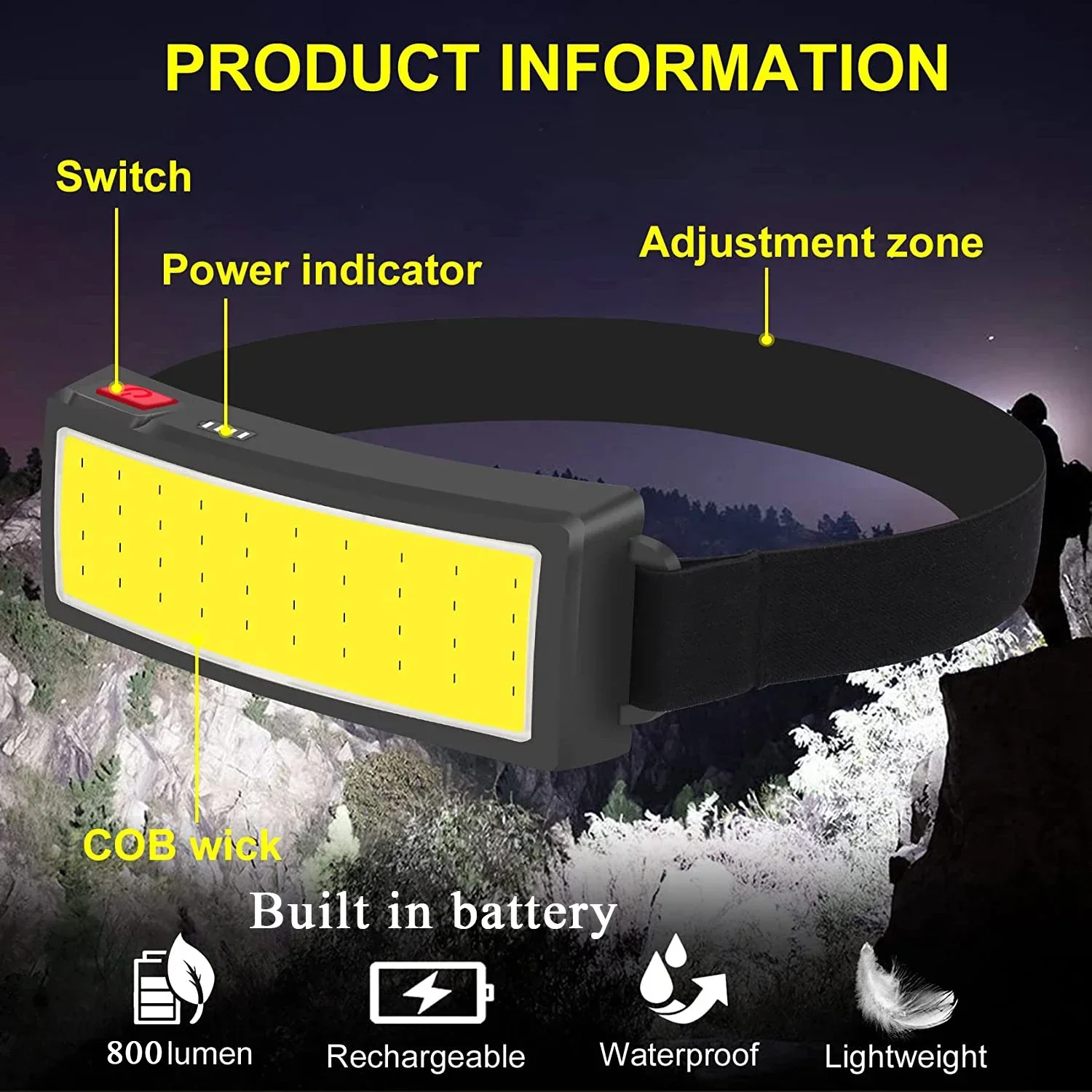 Güçlü COB LED Far Tip-c Şarj E - Fishing Headlamp incelemesi ve fiyatı